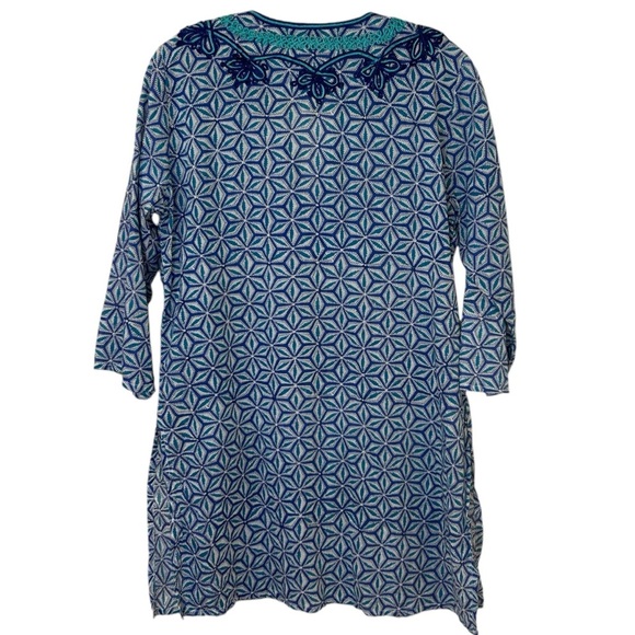Roberta Roller Rabbit - Cotton, Embroidered Tunic Top, Geometric - Size S, Blue - Picture 3 of 16
